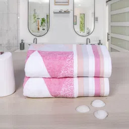 RANGOLI Peach and Pink Pack of 2 Pure Cotton 500 GSM Hand Towels-picture-4