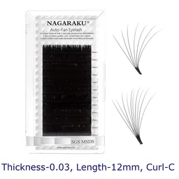 NAGARAKU Black 12 Rows Easy Fanning Mega Volume Eyelash Extensions - Curl C - 0.03/12 image 2