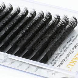 NAGARAKU Black Flat Ellipse Split Tips Shaped 12 Rows False Eyelashes - Curl D - 0.20/8-15 image 5