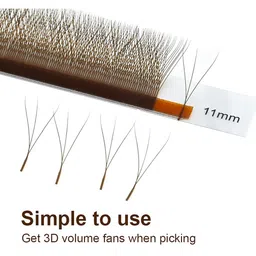 NAGARAKU Brown Automatic Flower W Shape Premade 12 Rows Eyelash Extension- Curl C- 0.07/13 image 5