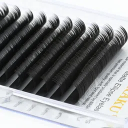 NAGARAKU Black Flat Ellipse Split Tips Shaped 12 Rows False Eyelashes - Curl D - 0.15/8-15 image 4