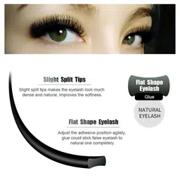 NAGARAKU Black Flat Ellipse Split Tips Shaped 12 Rows False Eyelashes - Curl D - 0.15/8-15 image 2