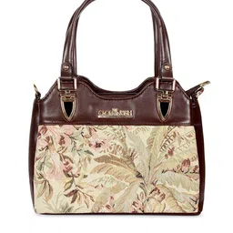 THE CLOWNFISH Beige & Brown Floral Faux Leather Handheld Bag-picture-24