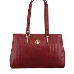GENWAYNE Maroon Leather Oversized Structured Shoulder Bag-13