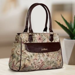 THE CLOWNFISH Beige Floral Printed Leather Structured Handheld Bag-image-33