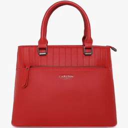 Carlton London Red Textured Oversized Structured Handheld Bag image 3