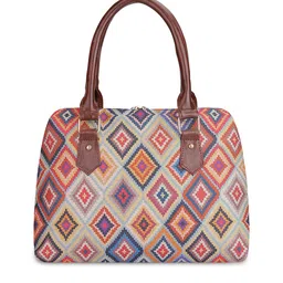 THE CLOWNFISH Geometric Printed Structured Handheld Bag image 5