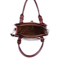 HiLEDER Brown Pure Leather Textured Structured Handheld Bag image 4