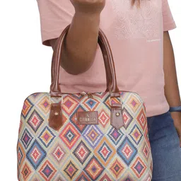 THE CLOWNFISH Geometric Printed Structured Handheld Bag image 3