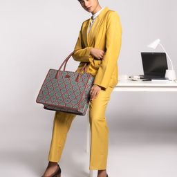 ZOUK Ethnic Motifs Printed Structured Jute Handheld Bag-13