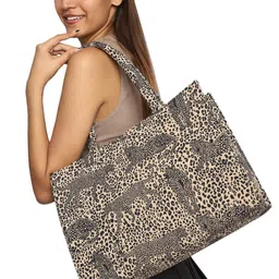 MINI WESST Animal Skin Printed Oversized Structured Tote Bag-3