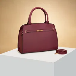 Forever Glam by Pantaloons Colourblocked PU Structured Handheld Bag with Bow Detail-16
