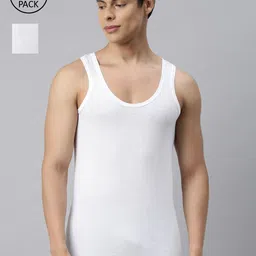 VIP Men Pack Of 2 White Solid Pure Cotton Innerwear Vests-image-65