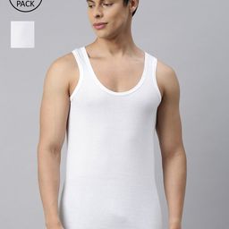 VIP Men Pack Of 2 White Solid Pure Cotton Innerwear Vests-image-6