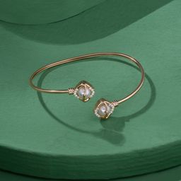 AMI Women Brass Cubic Zirconia Rose Gold-Plated Kada Bracelet-9