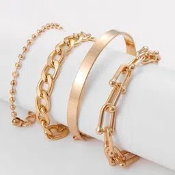 Jewels Galaxy Women Set Of 4 Gold-Plated Link Bracelet-24