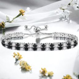 Jewels Galaxy Silver Plated Round Cut Cubic Zirconia Matrix Tennis Bracelet-image-47