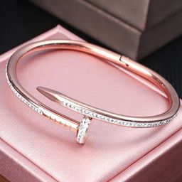 Designs & You American Diamond Rose Gold-Plated Kada Bracelet-image-60