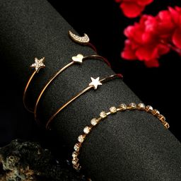 YouBella Women Set of 4 Gold-Plated Kada Bracelet-image-96
