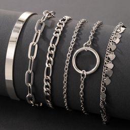 Jewels Galaxy Women Set of 6 Silver-Plated Multistrand Bracelet-46