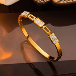 Designs & You Mother of Pearl Rose Gold-Plated Bangle-Style Bracelet-44