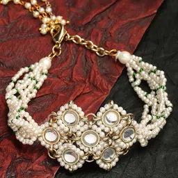 KARATCART Women Gold-Plated Kundan Charm Bracelet-13