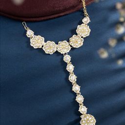 Peora Gold-Plated Kundan Studded Wraparound Bracelet-image-24