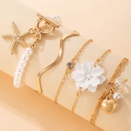 Jewels Galaxy Women Set Of 5 Gold-Plated Charm Bracelet-picture-10