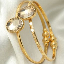ZENEME Set Of 2 Gold-Plated Kada Bracelets-image-29