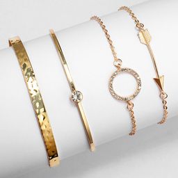 Jewels Galaxy Women Pack of 4 White Gold-Plated Cuff Bracelets-14