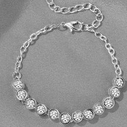 Peora Silver Plated American Diamond Studded Wraparound Bracelet-image-34