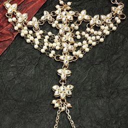 KARATCART Women Gold-Toned Kundan Gold-Plated Ring Bracelet-35