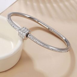 Jewels Galaxy Silver-Plated American Diamond Bangle-Style Bracelet-15