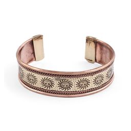 EL REGALO Men Brown Brass Antique Copper-Plated Cuff Bracelet-image-40