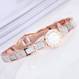 Designs & You Mother of Pearl Rose Gold-Plated Bangle-Style Bracelet-22