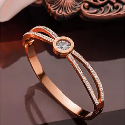 Jewels Galaxy Rose Gold-Plated American Diamond Bangle-Style Bracelet-image-48