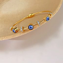 MEENAZ American Diamond Evil Eye Gold-Plated Kada Bracelet-54