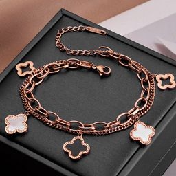 Jewels Galaxy Rose Gold-Plated Mother of Pearl Link Bracelet-38