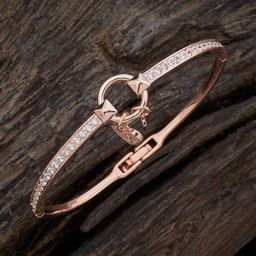 Kushal's Fashion Jewellery Rose Gold-Plated Cubic Zirconia Stone Studded Kada Bracelet-picture-16