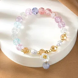 Peora Gold-Plated Beaded Elasticated Bracelet-image-9