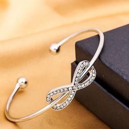 Peora Silver-Plated American Diamond Cuff Bracelet-30