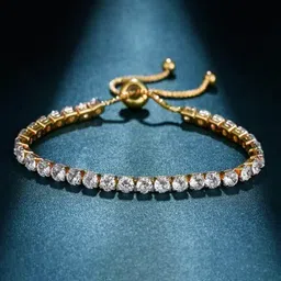 Peora Gold-Plated Cubic Zirconia Charm Bracelet-10
