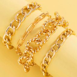 Jewels Galaxy Women Set Of 4 Gold-Plated Link Bracelet-image-30