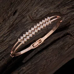Kushal's Fashion Jewellery Women Rose Gold-Plated Cubic Zirconia Kada Bracelet-image-29