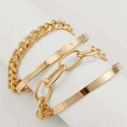 Jewels Galaxy Women Set of 4 Gold-Plated Link Bracelet-50