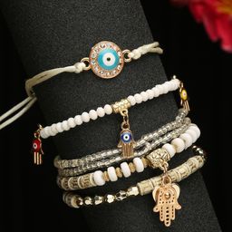 DressBerry Set Of 6 Gold-Plated Charm Bracelet-58