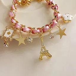 Jewels Galaxy Gold-Plated Stone-Studded Charm Bracelet-picture-1