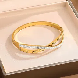 KARISHMA KREATIONS Women Cubic Zirconia Gold-Plated Kada Bracelet-11