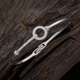 Kushal's Fashion Jewellery Women Cubic Zirconia Rhodium-Plated Kada Bracelet-picture-14