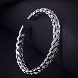 MEENAZ Men Silver-Plated Cuff Bracelet-image-27